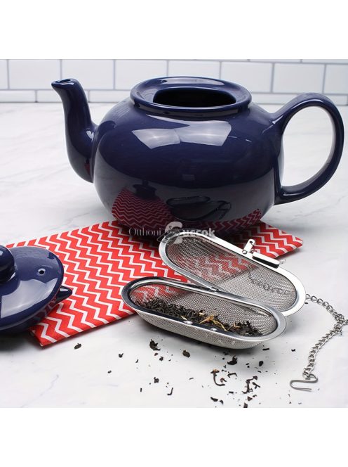 304-es rozsdamentes acélból készült teafőző extra finom hálós szűrővel a laza levelű teához és fűszerekhez, tökéletes fekete teához, rooiboshoz és egyebekhez