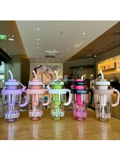   Nagy kapacitású 1200 ml-es műanyag sport vizespalack fogantyúval és szívószállal