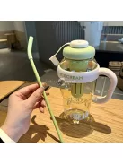 Nagy kapacitású 1200 ml-es műanyag sport vizespalack fogantyúval és szívószállal