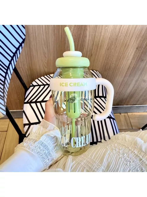 Nagy kapacitású 1200 ml-es műanyag sport vizespalack fogantyúval és szívószállal