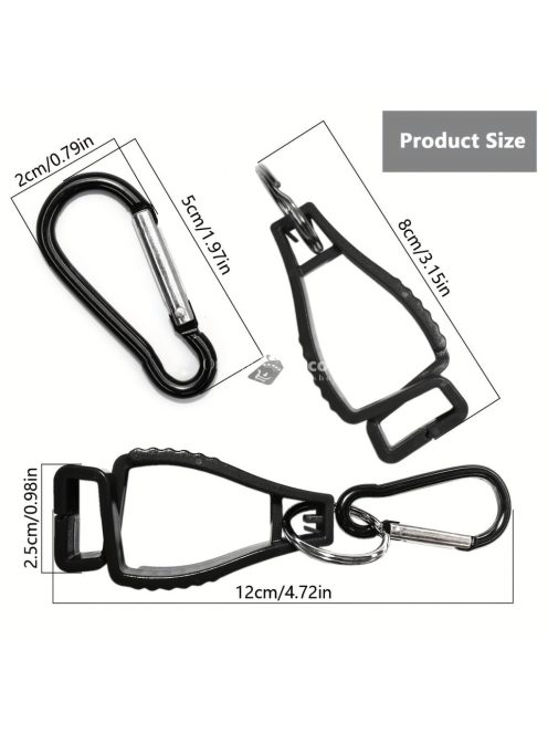 Tartós kesztyűcsipesz fém karabinerrel