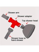1 db sárgaréz, 4-utas zuhanyátirányító szelepes csap