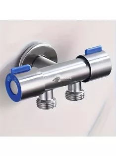   Kettős vezérlésű 3-utas háromszög szelep kapcsolóval - Rozsdamentes acél, G3/8 bemenet mosógéphez és csapvíz elosztáshoz