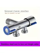 Kettős vezérlésű 3-utas háromszög szelep kapcsolóval - Rozsdamentes acél, G3/8 bemenet mosógéphez és csapvíz elosztáshoz