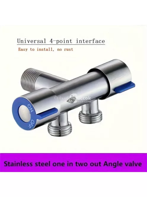 Kettős vezérlésű 3-utas háromszög szelep kapcsolóval - Rozsdamentes acél, G3/8 bemenet mosógéphez és csapvíz elosztáshoz