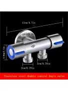 Kettős vezérlésű 3-utas háromszög szelep kapcsolóval - Rozsdamentes acél, G3/8 bemenet mosógéphez és csapvíz elosztáshoz