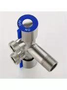 Kettős vezérlésű 3-utas háromszög szelep kapcsolóval - Rozsdamentes acél, G3/8 bemenet mosógéphez és csapvíz elosztáshoz