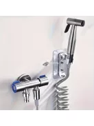 Kettős vezérlésű 3-utas háromszög szelep kapcsolóval - Rozsdamentes acél, G3/8 bemenet mosógéphez és csapvíz elosztáshoz