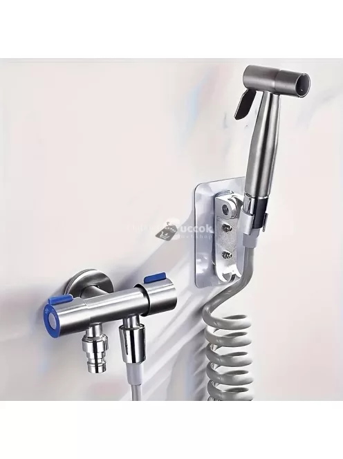 Kettős vezérlésű 3-utas háromszög szelep kapcsolóval - Rozsdamentes acél, G3/8 bemenet mosógéphez és csapvíz elosztáshoz