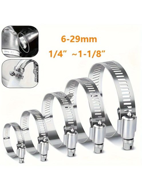 120 darabos rozsdamentes acél tömlőbilincs készlet