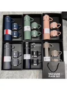   500ml Rozsdamentes Acél Vákuumos Vizes Palack 2db Extra Fedővel, Kreatív Szigetelt Vízpohárral