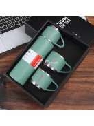 500ml Rozsdamentes Acél Vákuumos Vizes Palack 2db Extra Fedővel, Kreatív Szigetelt Vízpohárral