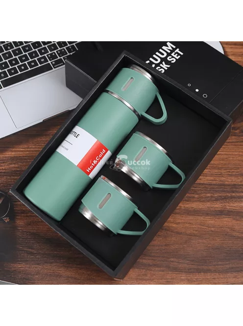 500ml Rozsdamentes Acél Vákuumos Vizes Palack 2db Extra Fedővel, Kreatív Szigetelt Vízpohárral