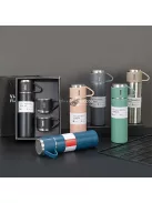 500ml Rozsdamentes Acél Vákuumos Vizes Palack 2db Extra Fedővel, Kreatív Szigetelt Vízpohárral