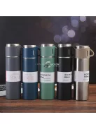 500ml Rozsdamentes Acél Vákuumos Vizes Palack 2db Extra Fedővel, Kreatív Szigetelt Vízpohárral