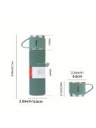 500ml Rozsdamentes Acél Vákuumos Vizes Palack 2db Extra Fedővel, Kreatív Szigetelt Vízpohárral