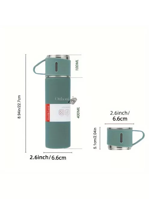500ml Rozsdamentes Acél Vákuumos Vizes Palack 2db Extra Fedővel, Kreatív Szigetelt Vízpohárral