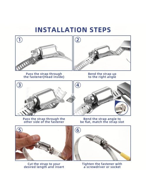 12 darabos rozsdamentes acél tömlőbilincs készle