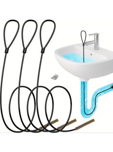   3 darab fekete rozsdamentes acél huzalcsomag, hosszú horgokkal, alkalmas duguláselhárításra