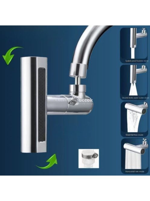 4-sebességes állítható konyhai csaptelep 360°-ban forgatható porlasztóval és kiterjesztett fröccsenésgátló kifolyóval