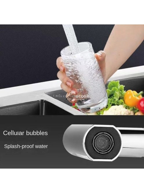 4-sebességes állítható konyhai csaptelep 360°-ban forgatható porlasztóval és kiterjesztett fröccsenésgátló kifolyóval