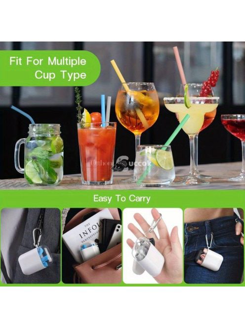 4db Szilikon Szívószál Készlet Tokkal