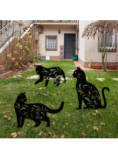3db fém macska kerti szobor