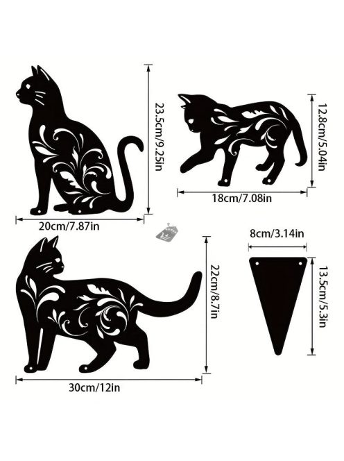 3db fém macska kerti szobor