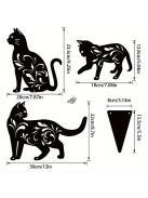 3db fém macska kerti szobor