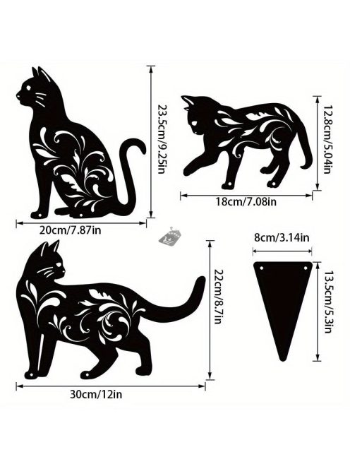 3db fém macska kerti szobor