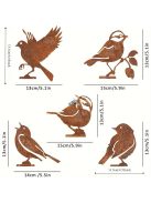 5db Rozsdás Madár Dekoráció