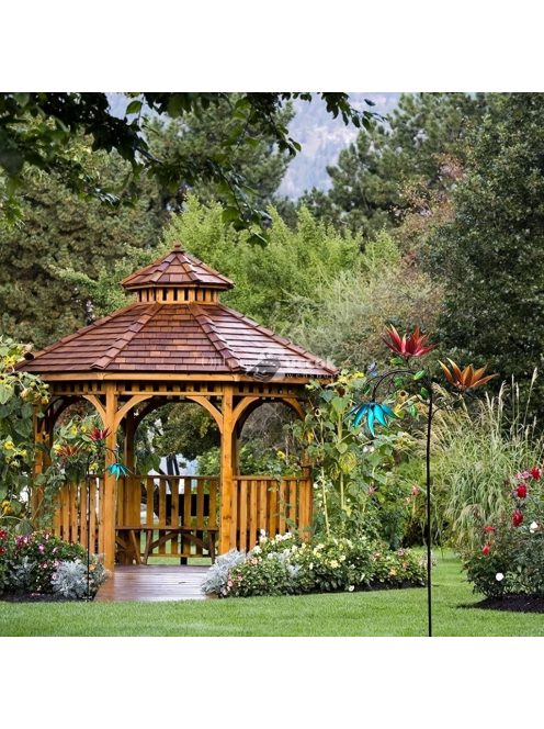 Varázslatos virágos és pillangós fém kerti dekoráció