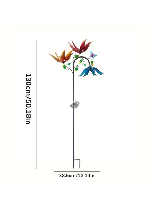 Varázslatos virágos és pillangós fém kerti dekoráció