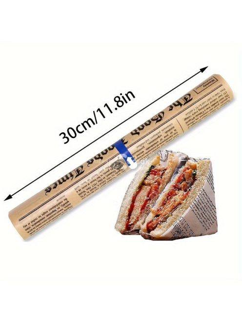 1 tekercs, vintage újság mintájú pergamenpapír, eldobható levegősütő papír