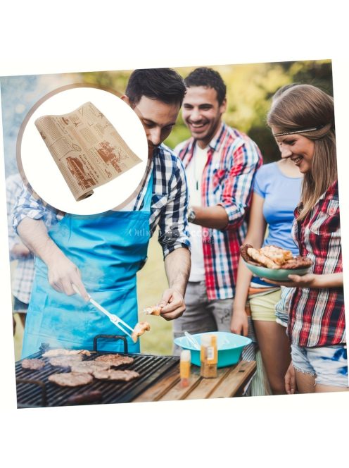 1 tekercs, vintage újság mintájú pergamenpapír, eldobható levegősütő papír