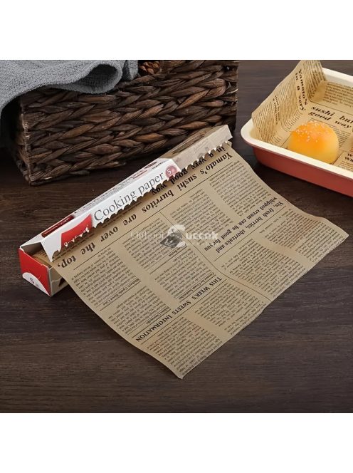 1 tekercs, vintage újság mintájú pergamenpapír, eldobható levegősütő papír