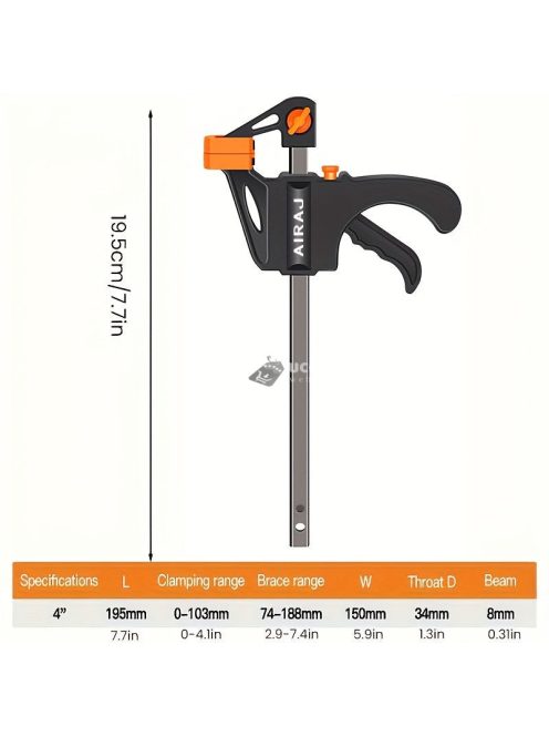 4 hüvelykes gyorskioldó faipari bilincs