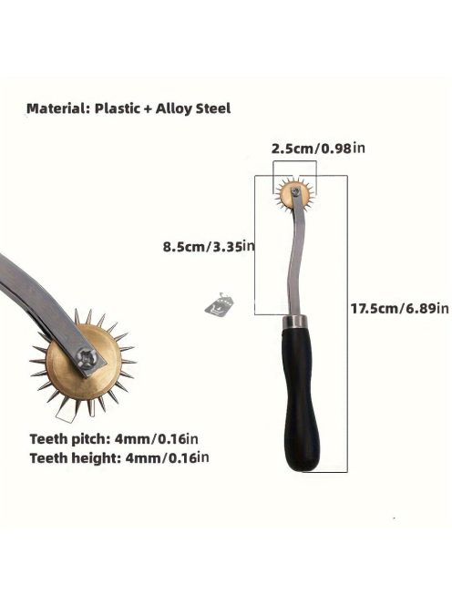 Rozsdamentes Acél Áthúzó Jelölőkerék Bőrművességhez és Varráshoz