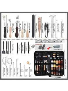   59 részes professzionális bőr kézműves szerszámkészlet - Fém bőrmegmunkáló kellékek varróhoronnyal