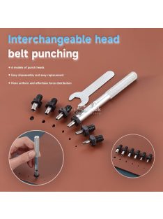   8 db bőrpiszkáló készlet, kézi acél kerek lyukasztó eszköz vastag bőrhöz