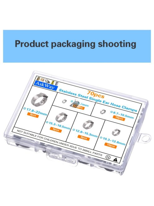 70 db rozsdamentes acél tömlőbilincs készlet