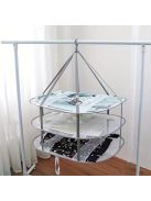 Szürke, háromszintes, hálós szárítóállvány