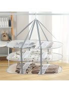 Szürke, háromszintes, hálós szárítóállvány