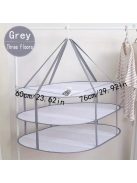 Szürke, háromszintes, hálós szárítóállvány