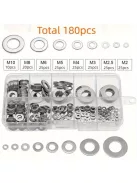 180 darabos rozsdamentes acél lapos alátét készlet