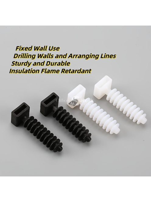 100 db műanyag kábelkötegelő, falra szerelhető kábelrendező klipek