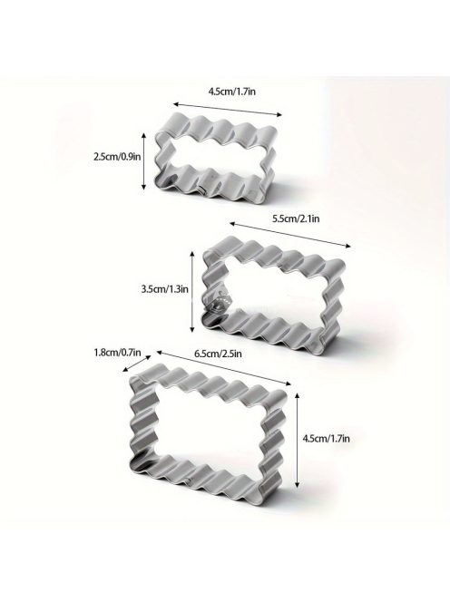 3 darabos Rozsdamentes Acél Süteményszaggató Készlet