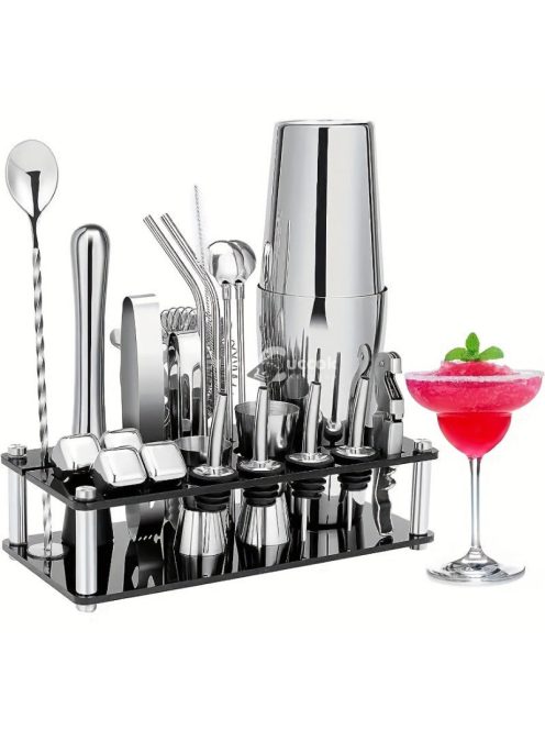 Professzionális rozsdamentes acél koktél shaker készlet (shaker és állvány nélkül)