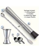 Professzionális rozsdamentes acél koktél shaker készlet (shaker és állvány nélkül)