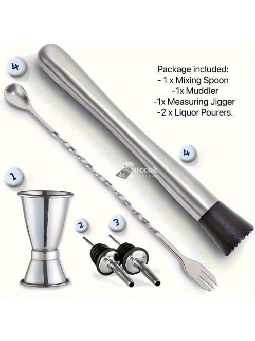 Professzionális rozsdamentes acél koktél shaker készlet (shaker és állvány nélkül)
